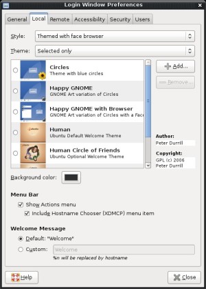 Ubuntu GDM Local tab